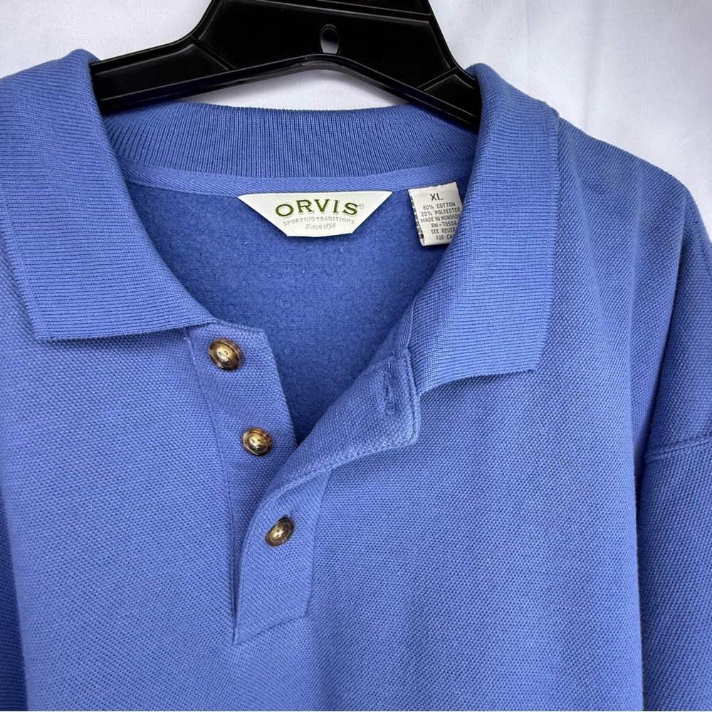 Orvis Periwinkle Blue XL Men’s Collared Long Sleeve Pullover Sweater
